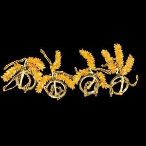 Set of 4 Handmade Beaded Napkin Rings Amber Orange Glass Beads Vintage Boho Deco